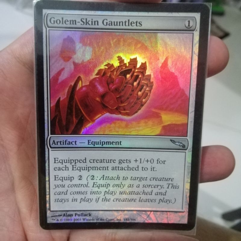 1 FOIL Light play Golem-skin Gauntlets Mirrodin MTG card magic ...