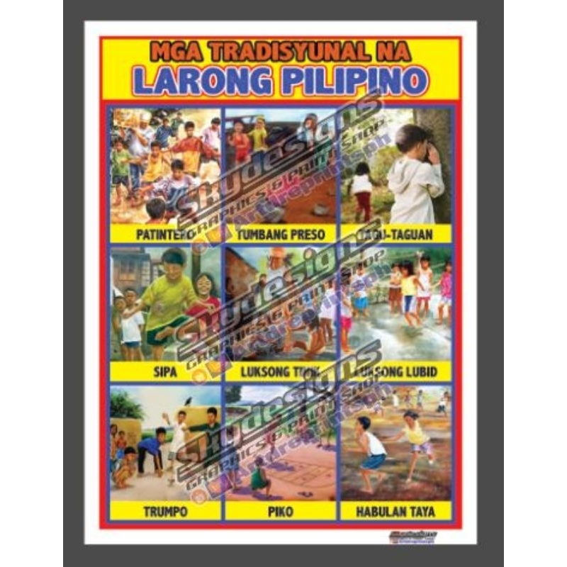 MGA LARONG PILIPINO TARPAULIN CHART 45X60CM | Shopee Philippines