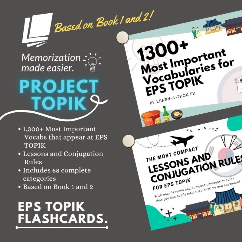 𝐄𝐏𝐒 𝐓𝐎𝐏𝐈𝐊 𝐅𝐥𝐚𝐬𝐡𝐜𝐚𝐫𝐝𝐬 Complete Set of Korean Flashcards with Lessons