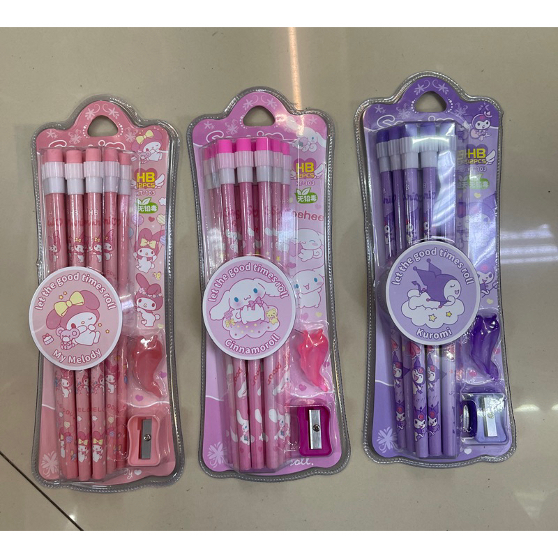 12pcs my melody Kuromi Cinnamoroll Pencil set with eraser and sharpener ...