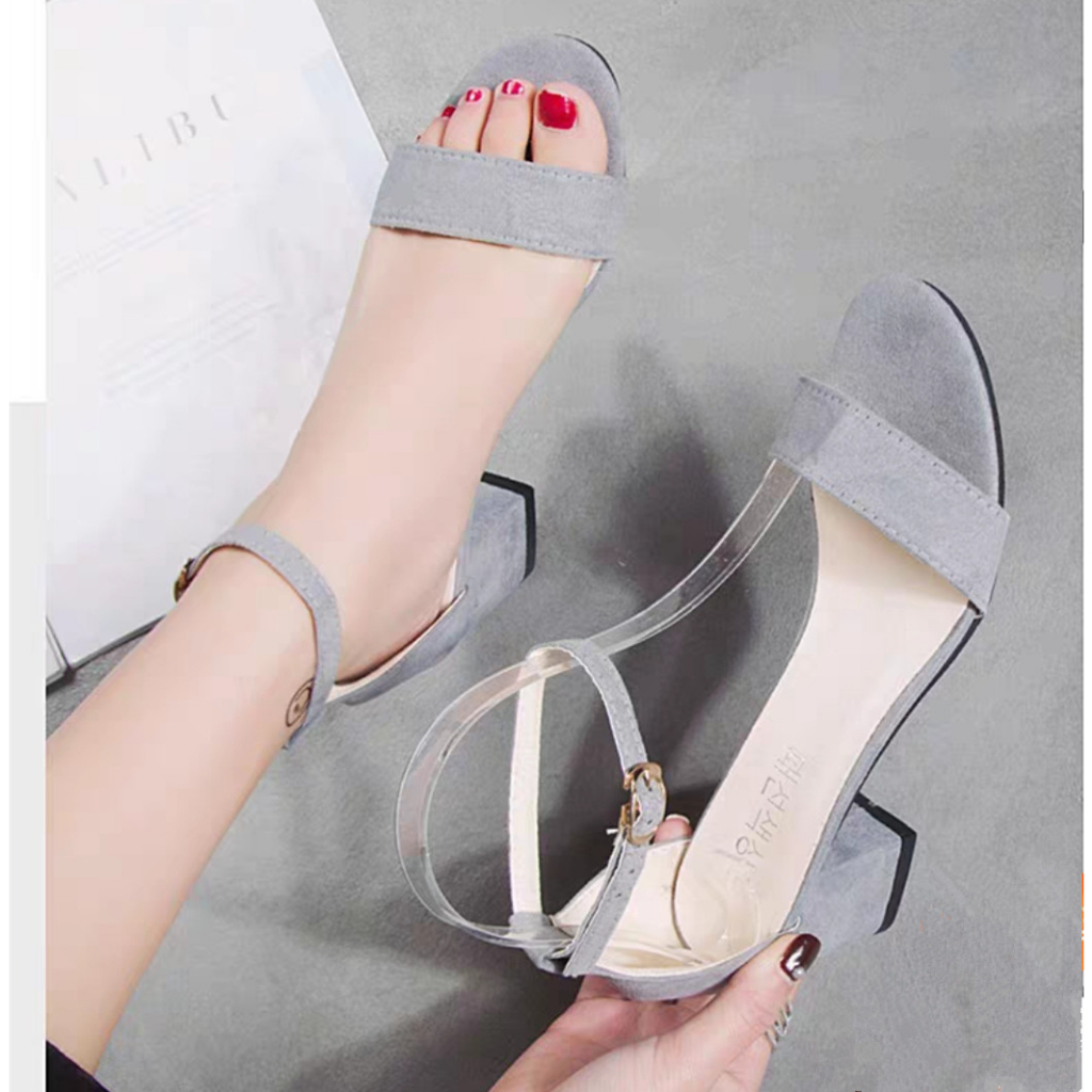 New Design Korean Suede High Heel Sandals Classic Block Heels Fashions Buckle Sandals For Women 