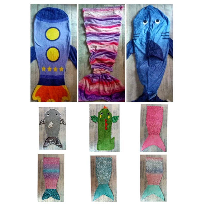 EZEFINDS High Quality Snuggie Mermaid Fish Shark / Dragon Blankie Tails