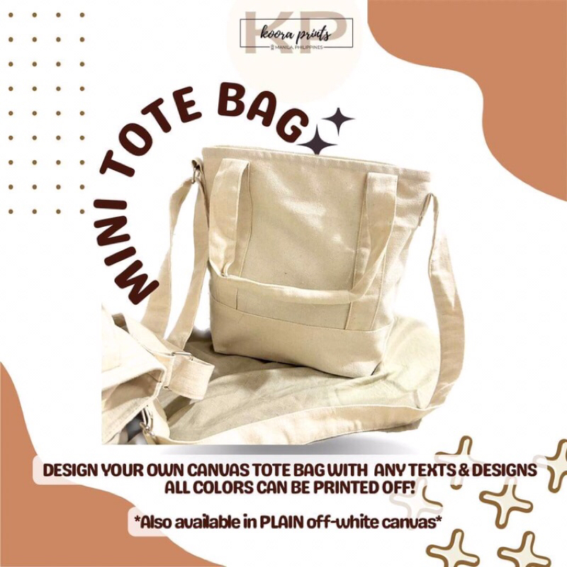 Mini canvas tote bag - plain/customized/personalized | Shopee Philippines