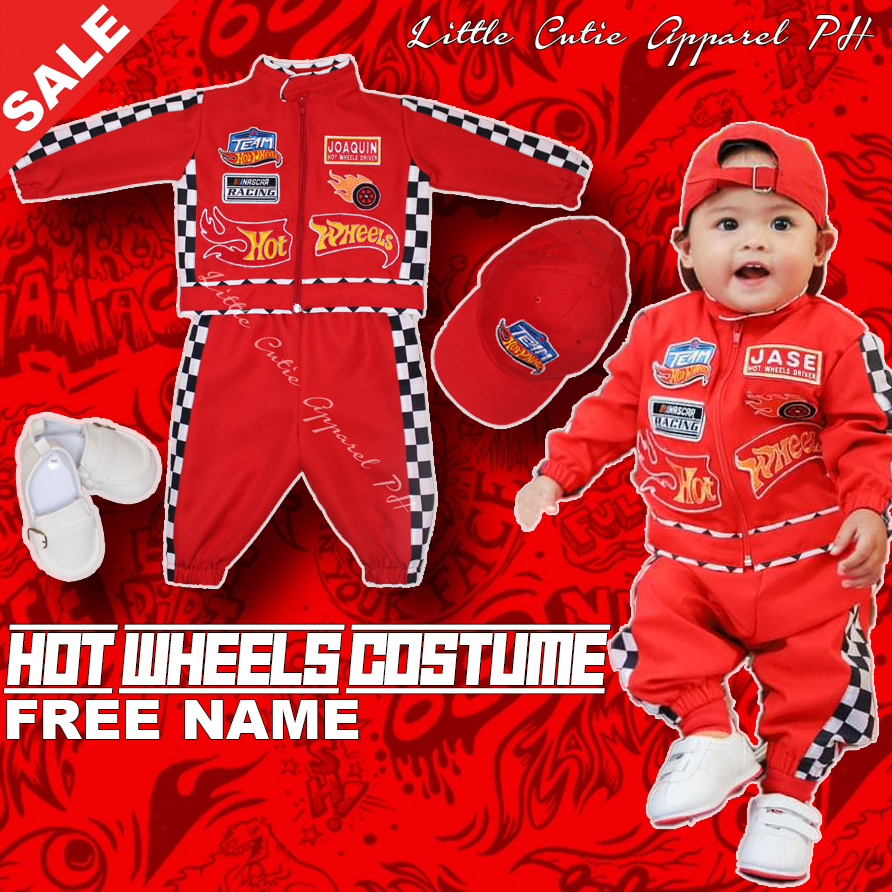 CAR RACING (FREE NAME) HOT WHEELS COSTUME FOR BOY (LONG SLEEVE & PANTS ...