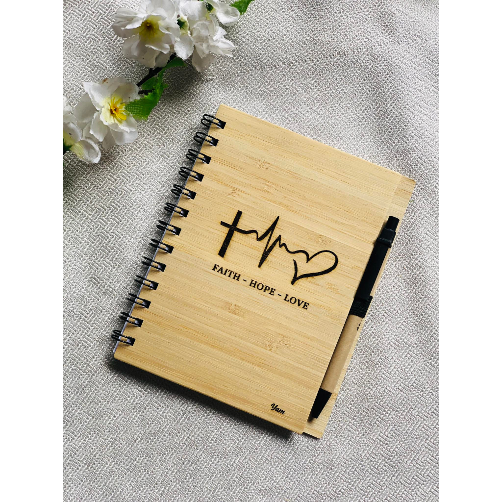 PERZONALIZED BAMBOO NOTEBOOK with FREE PEN | FREE LASER ENGRAVING ...