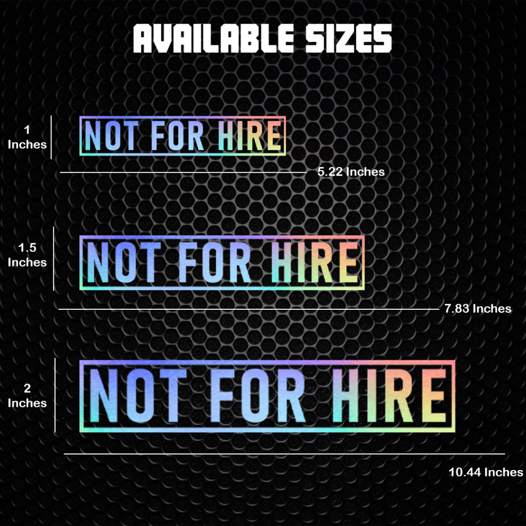 NOT FOR HIRE WATERPROOF STICKER VINYL decal for Van, L300, Tricycle ...