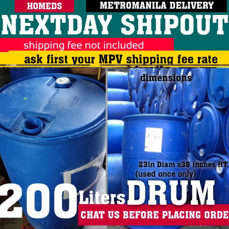 200 liter quality makapal drum (used once) metromanila E | Shopee ...