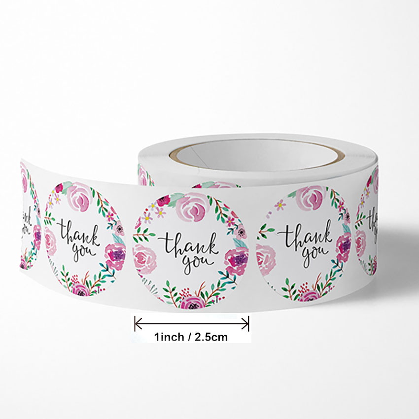NEW 1Roll500 pcs Thank You tape Thankyou Flower Round Seal Sticker Tags ...