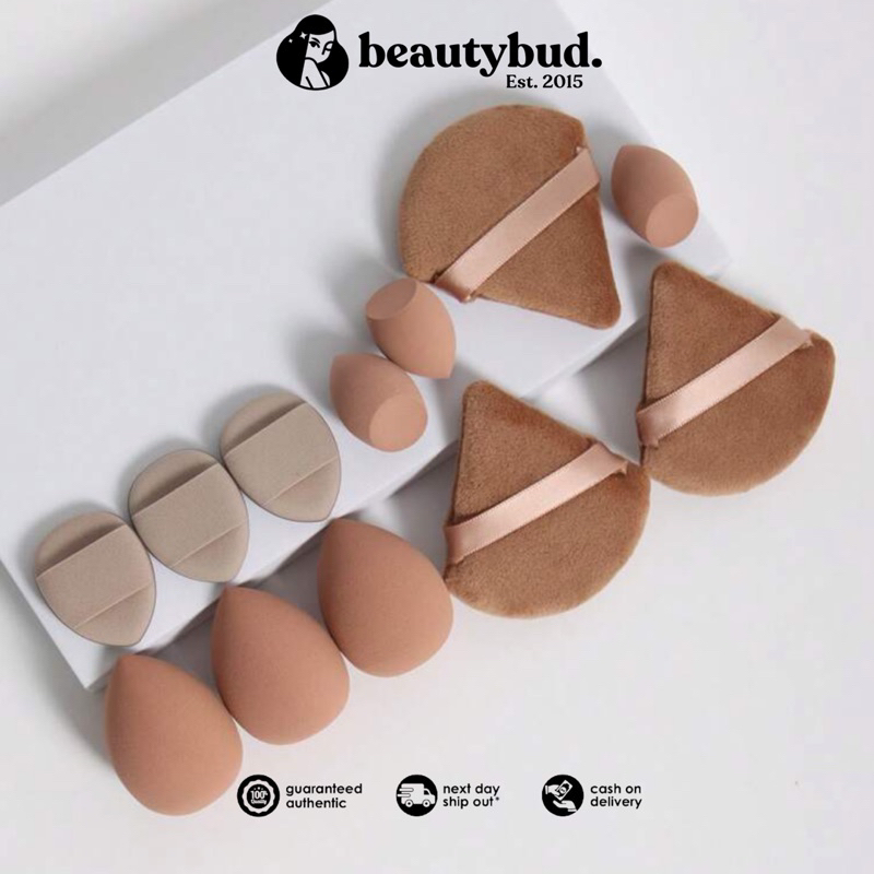 BEAUTYBUD 12PCS Mixed Set Makeup Blender Sponge, Finger Puff, Powder