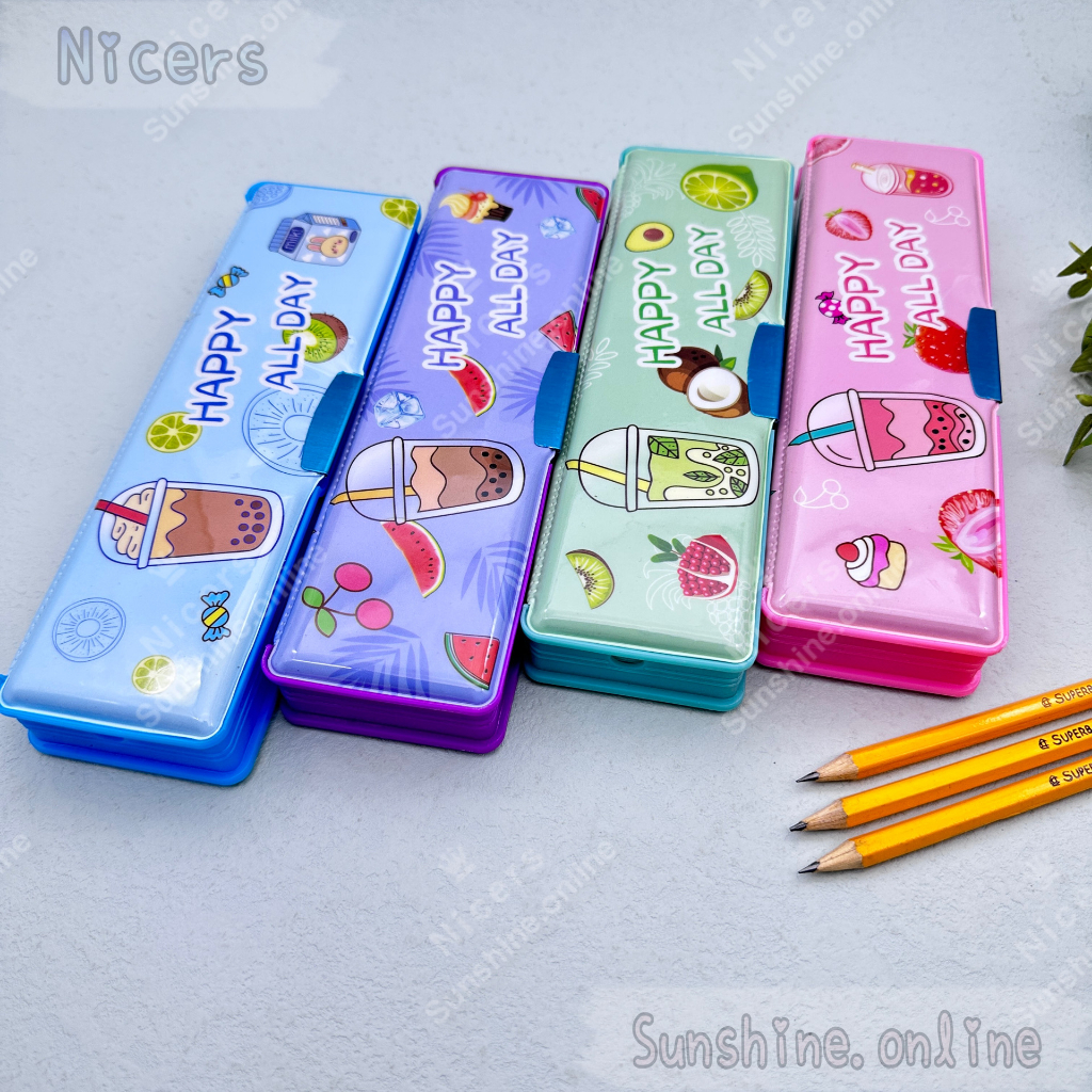 Plastic Pencil Case Pencil Box With Sharpener 20*6*3.2cm DZ779