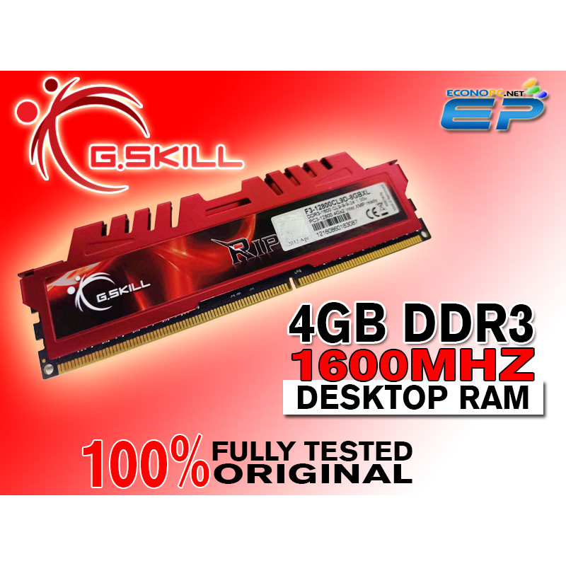 4GB DDR3 PC1600/12800 Gskill with HeatSink:Desktop RAM | Shopee Philippines