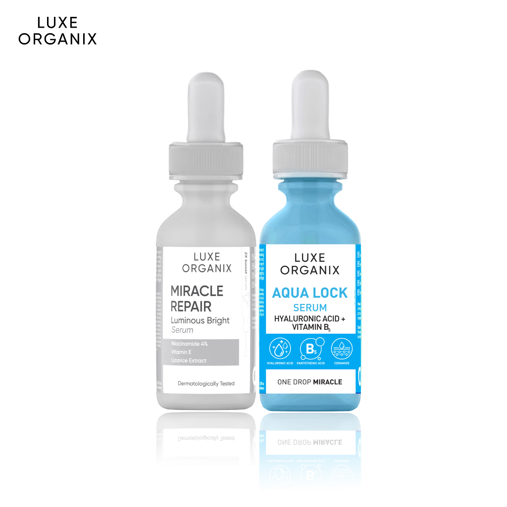 Luxe Organix Miracle Repair Niacinamide 4 Serum 30ml And Luxe Organix Aqua Lock Serum 30ml