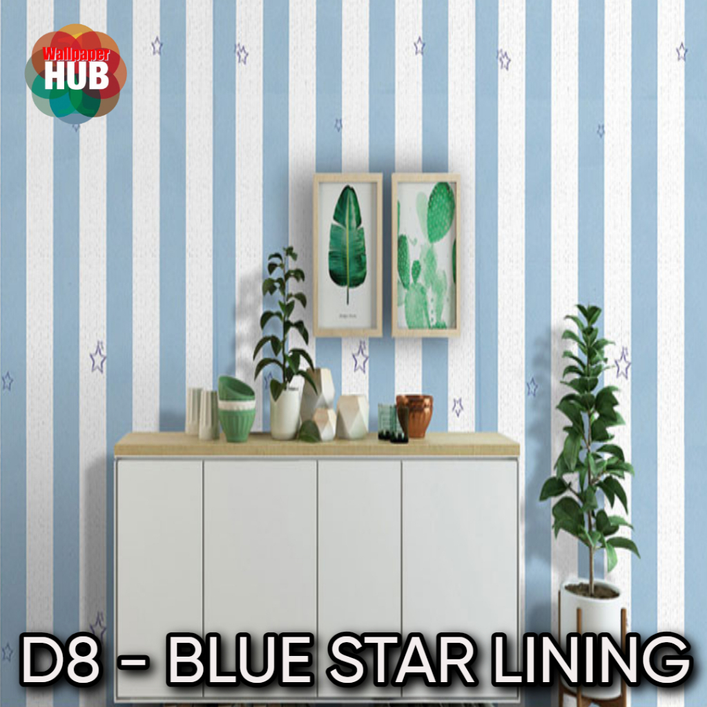 HUB BLUE LINING STAR MINIMAL WALL STICKER HOME DECOR WATERPROOF SELF ...