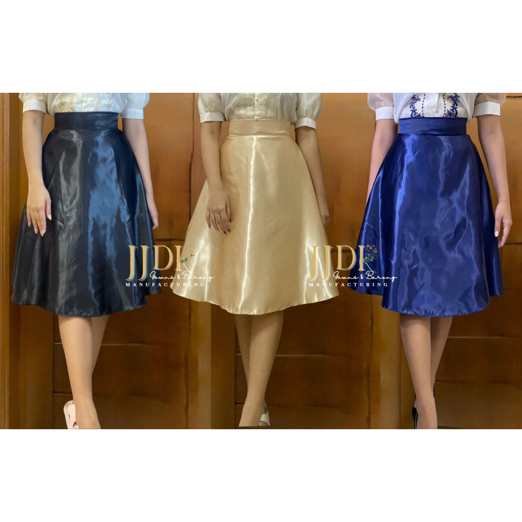 Mid length satin skirts below outlet knee