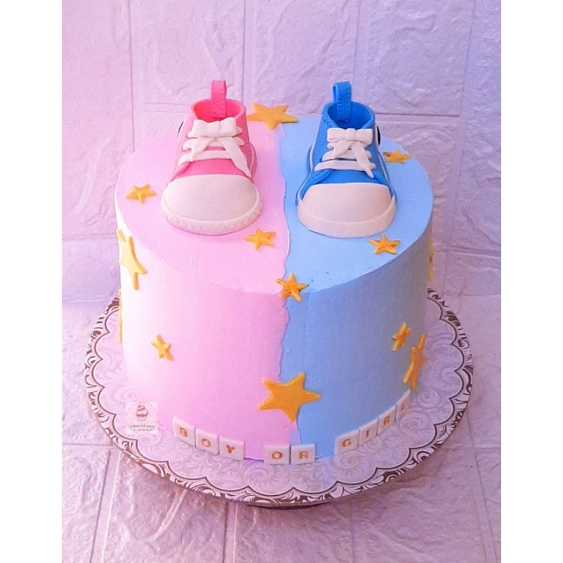 Baby Shoes fondant cake and cupcake topper Baby shower Gender