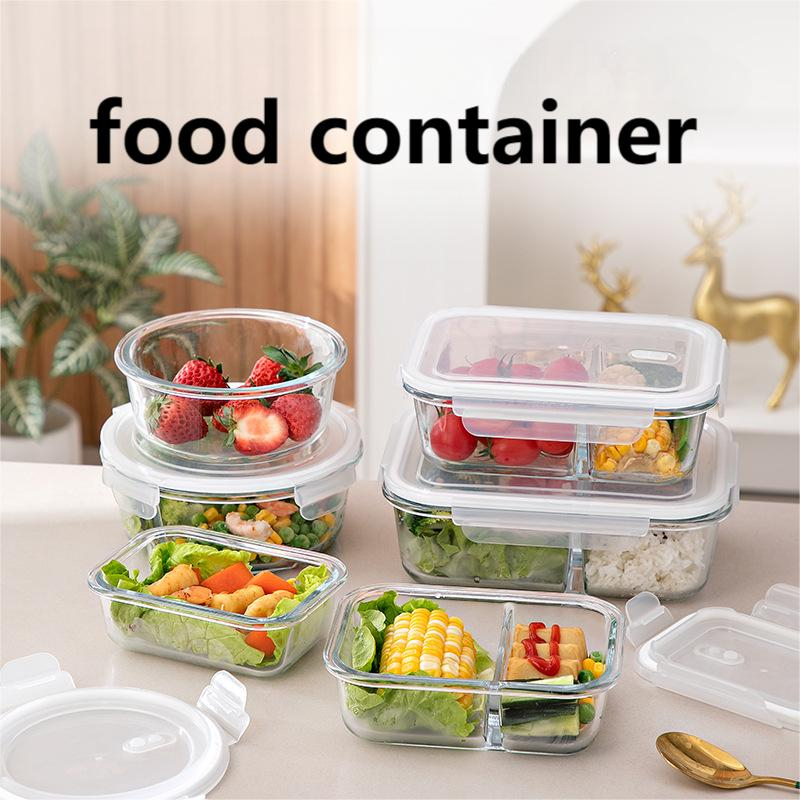 Borosilicate Glass Airtight Locking Lid Lunch Box Fresh Keeper Food ...