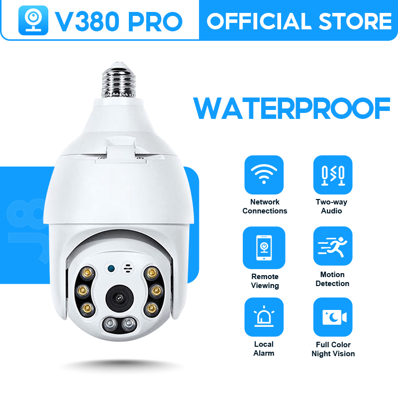 V380 Pro J8 Cctv Bulb Camera 1080P HD Wireless Outdoor Wifi Connect To