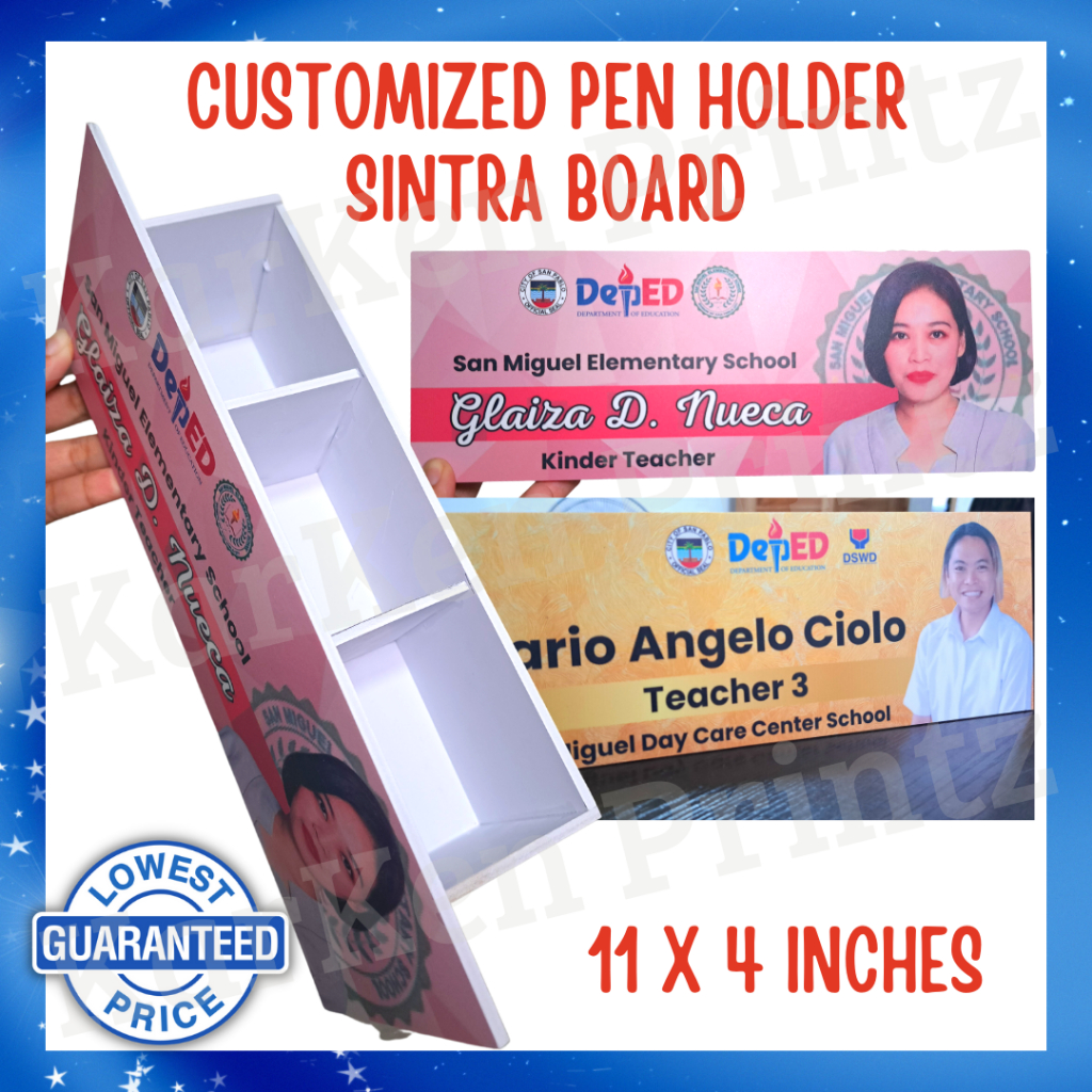 CUSTOMIZED PEN HOLDER Sintra Board Desk Name Organizer LOWEST PRICE