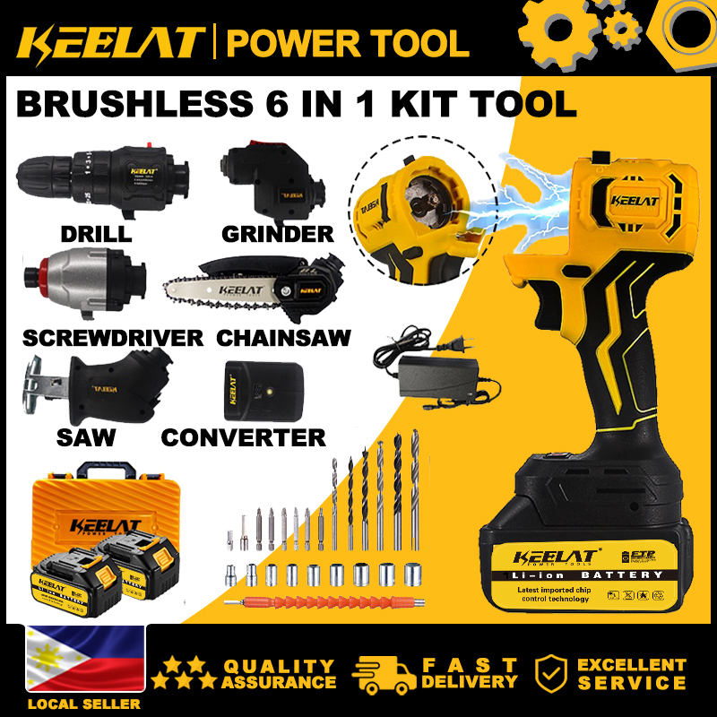KEELAT MultiHead Cordless Drill Set Retrofit Screwdriver Saw Sander