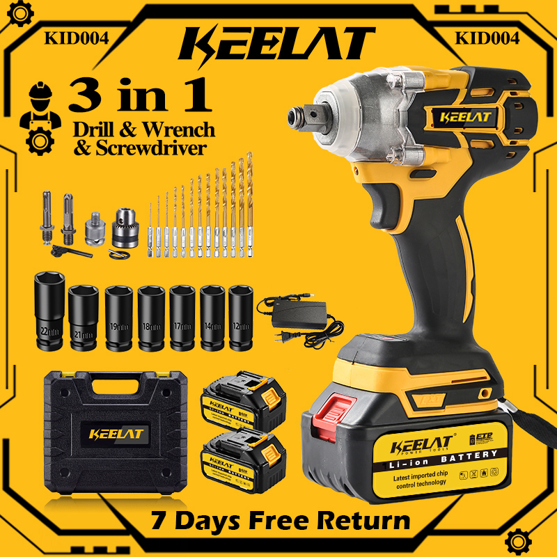 KEELAT KID004 Impact Wrench Cordless 420Nm Electric Brushless Drill ...