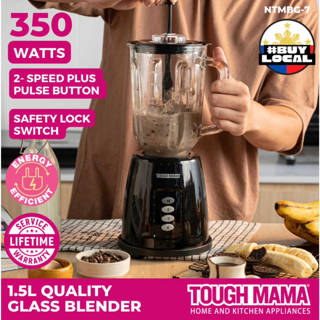 Tough Mama NTMBG7 Glass Blender 1.5L Black Powerful Blender Fruit Shake Smoothie Maker Shopee