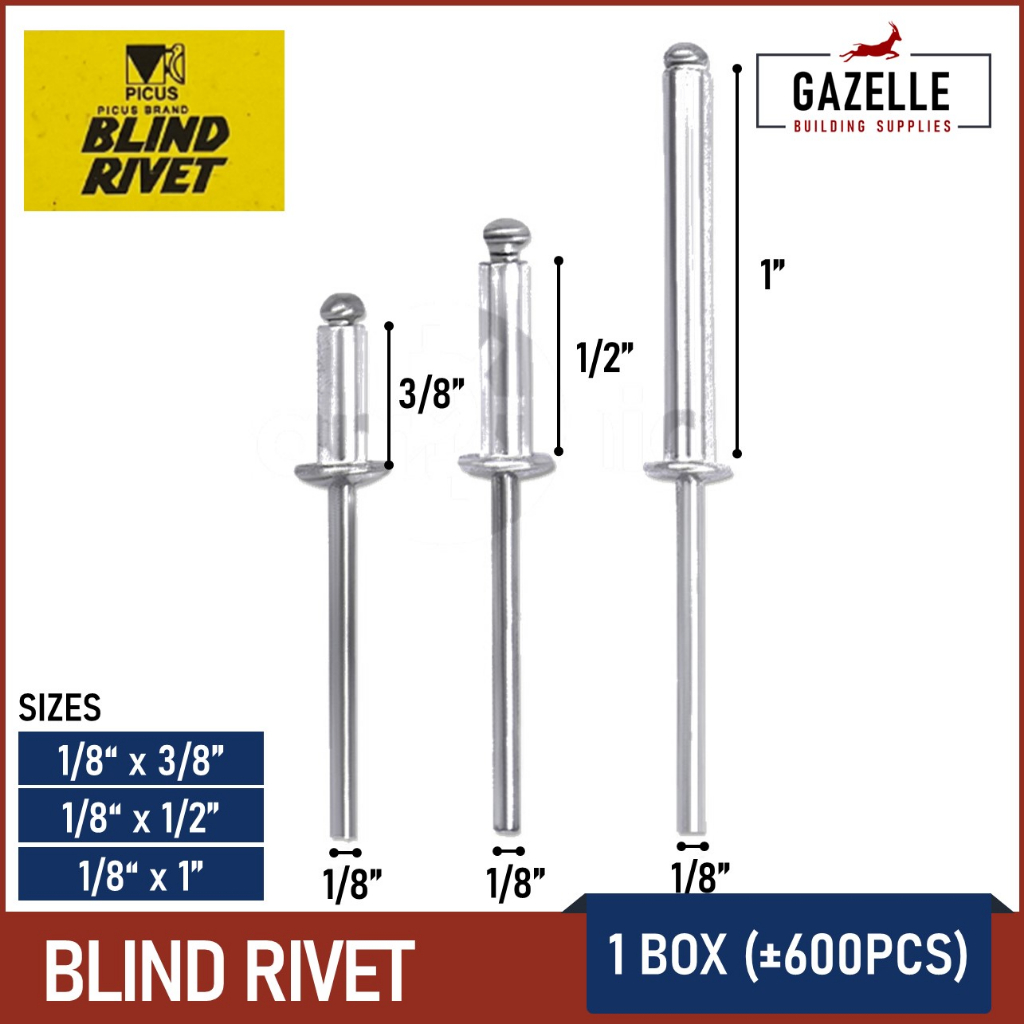 PICUS Blind Rivet Aluminum Heavy Duty High Quality Rivets 1 BOX ...