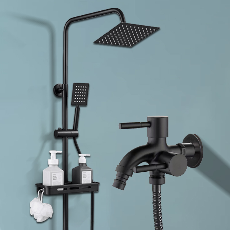 Shower Set Stainless Steel Bathroom Black Single Cold Shower Set for ...