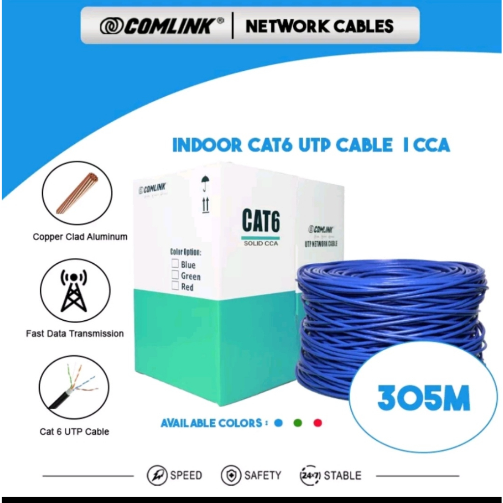 INDOOR CAT6 UTP CCA 0.53mm(1roll or 100meters &305meters) | Shopee ...