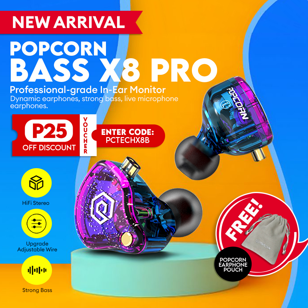 Popcorn Bass X8 Pro Wired HIFI Earphones Earbuds InEar Removable Wire