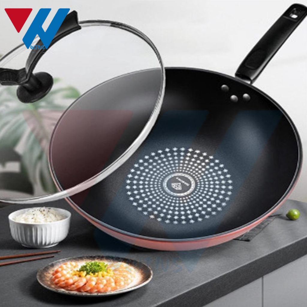 Shilily JH533 32CM NonStick Wok Pan Diamond Frying Pan 3 Layers Of