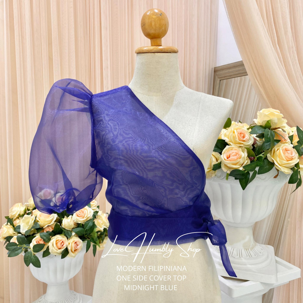 MODERN FILIPINIANA ONE SIDE COVER TOP | Shopee Philippines