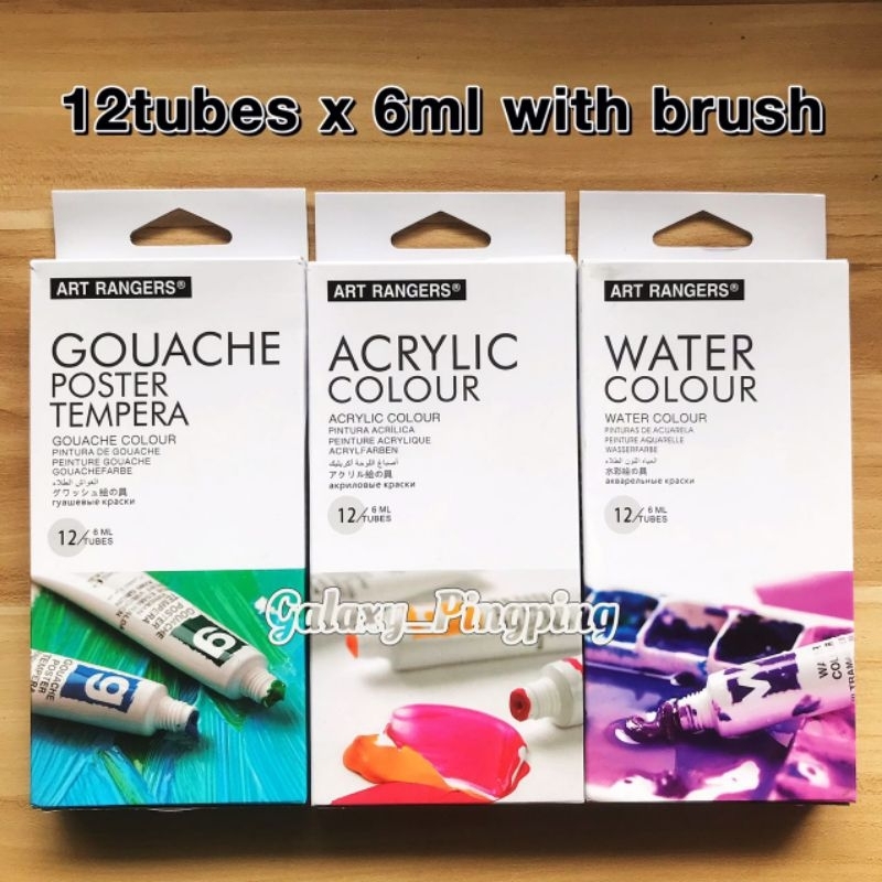 (12x6ml) Art Rangers Acrylic Paint / Watercolor Paint / Gouache Paint ...