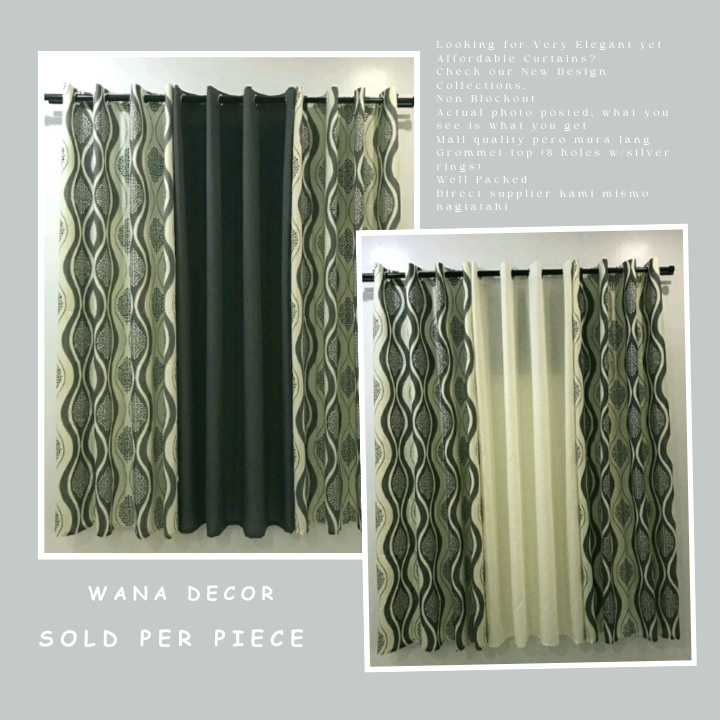 WANA - Sylvia wave Gray Ring Curtain Cretona Fabric Window Curtain Sold ...