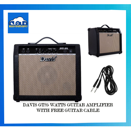 Davis Electric & Acoustic Guitar Amplifier 25 Watts with Overdrive FREE
