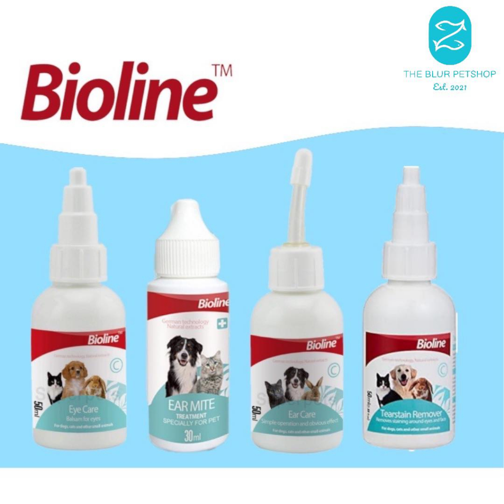 50ml Bioline Ear Drops Eye Drops Tear Stain Ear Mites for Dogs and Cats