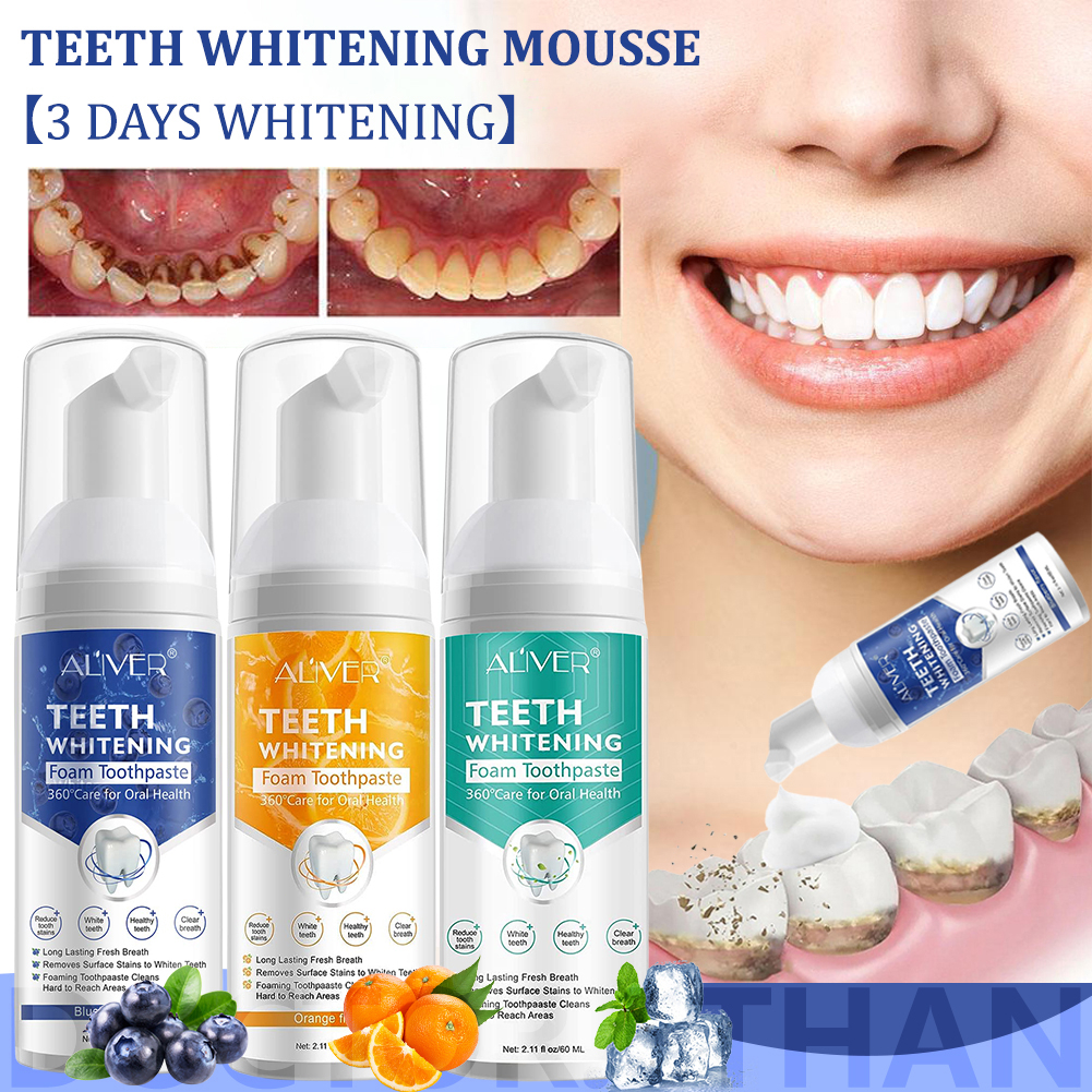 ALIVER Teeth Whitening Mousse Toothpaste Remove Plaque Oral Odor ...