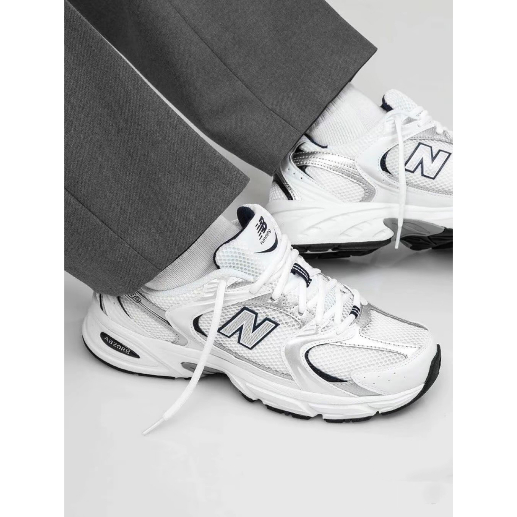 UA Rubber Shoes New Balance 530 White Silver Navy Lowcut Sport Sneakers ...
