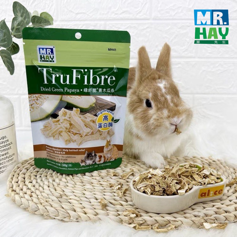 MR. HAY TruFibre® Dried Green Papaya Treats for Rabbits, Guinea Pigs