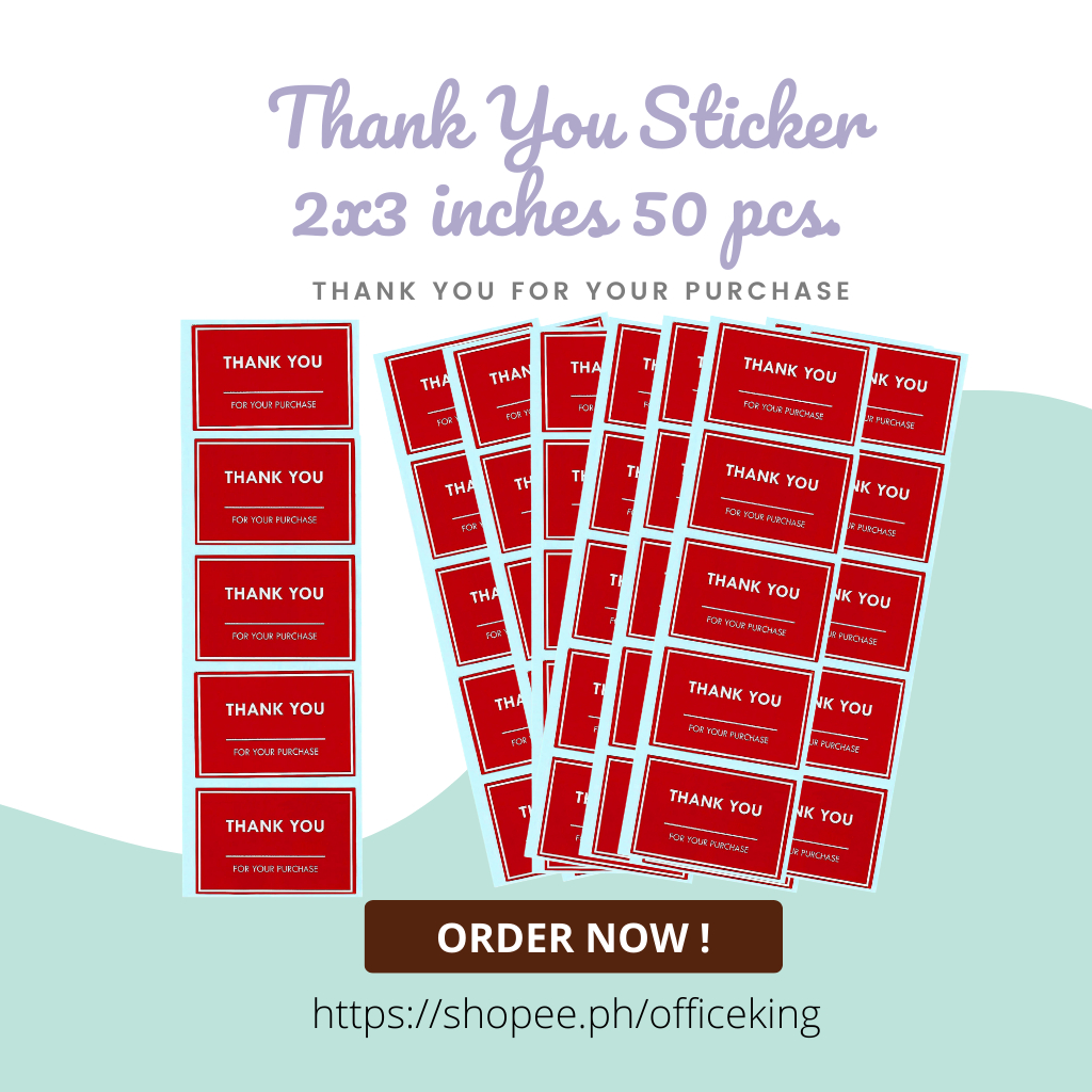 Thank you Sticker 2x3 inches 50pcs | Shopee Philippines