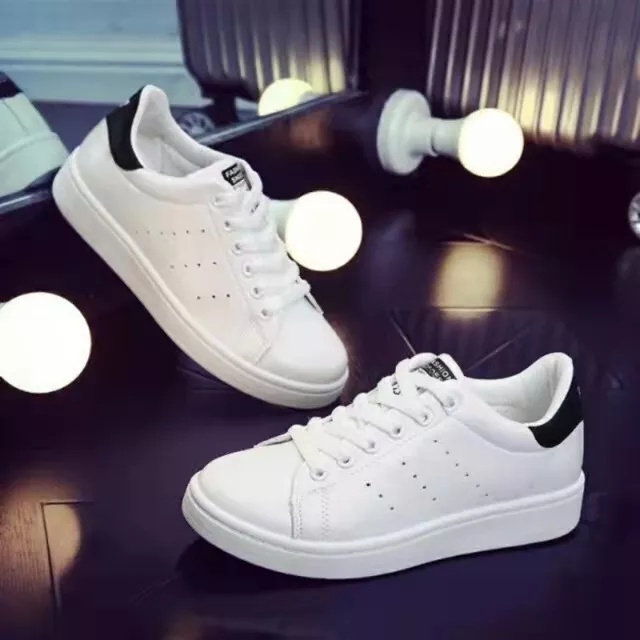 NEW KOREAN STYLE WHITE LEATHER ADIDAS INSPIRED SNEAKERS