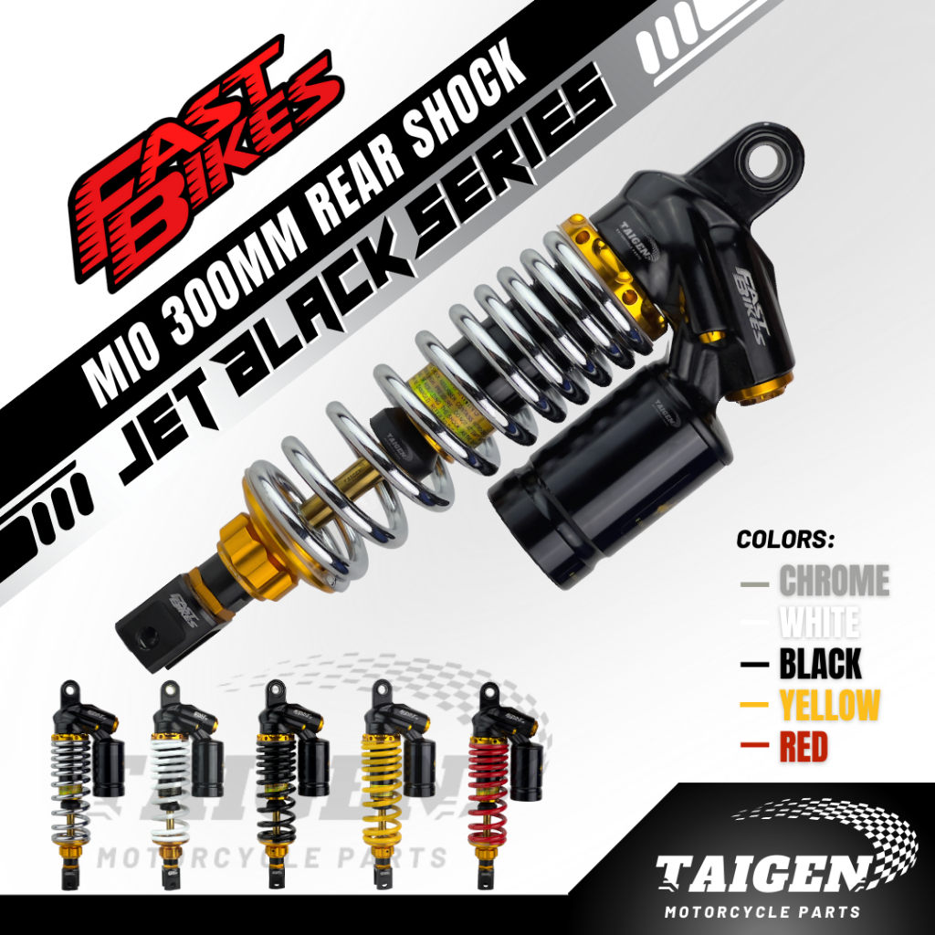 FASTBIKES Mio 300mm Jet Black Series Motorcycle Rear Shock Absorber ...
