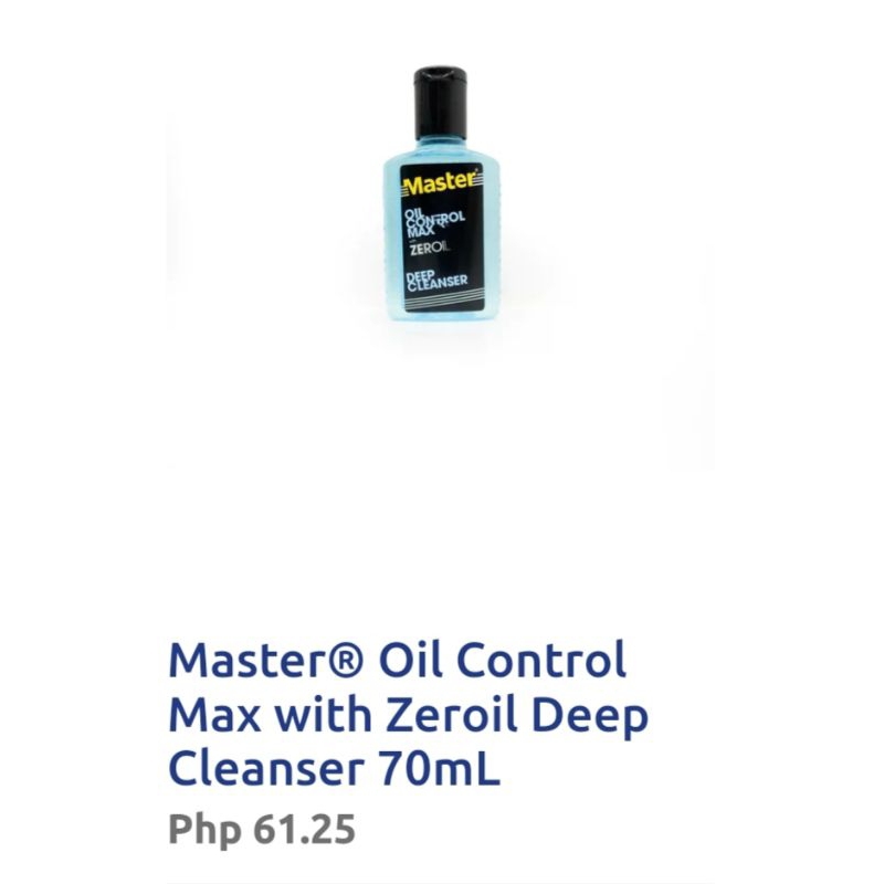 SALE!!75%OFF! MASTER Oil Control Max with ZEROil Deep Cleanser for ONLY  P15.