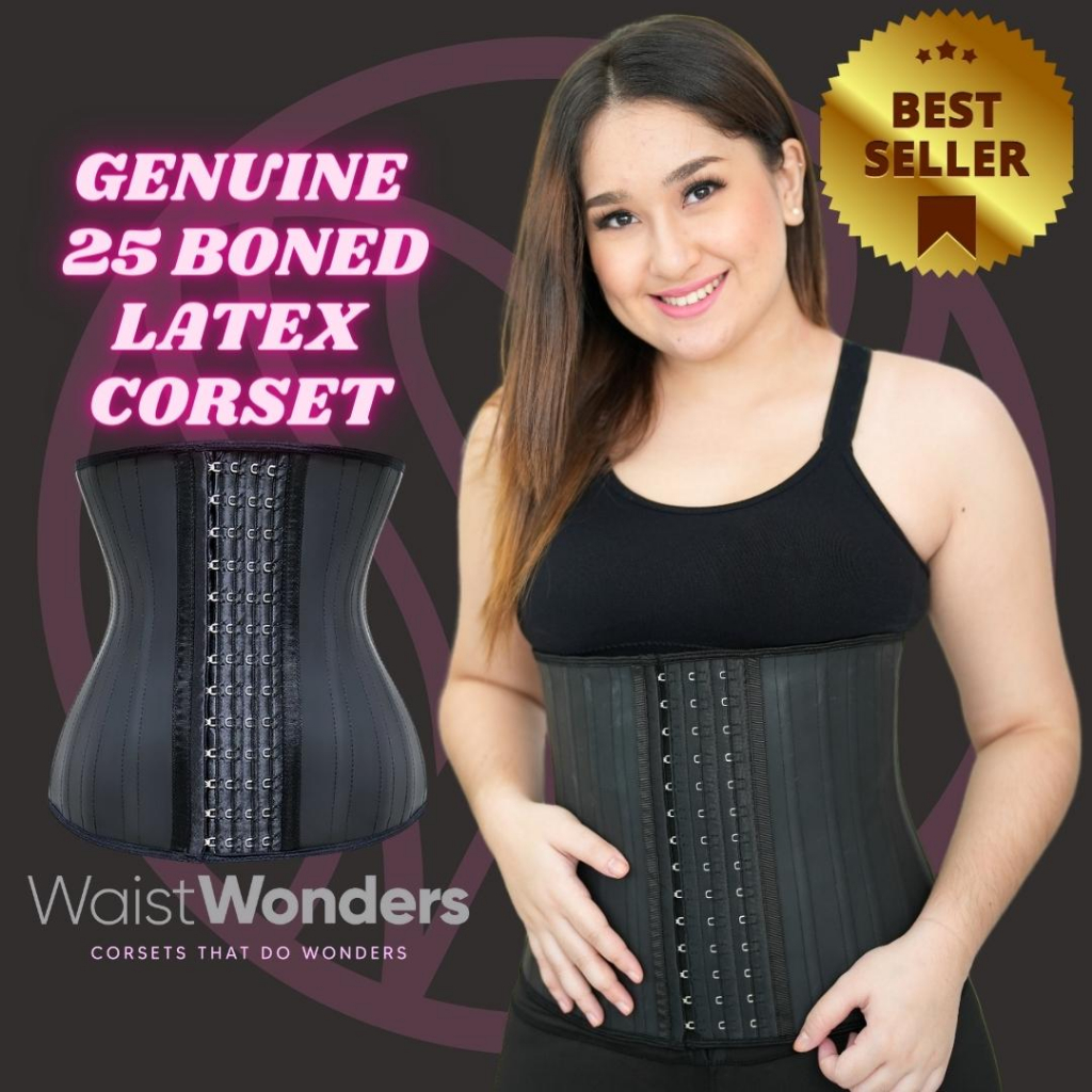 AUTHENTIC CORSET & WAIST TRAINER PHILIPPINES l SHORT TORSO 25-Boned Latex  (BLACK) – Chick Flick