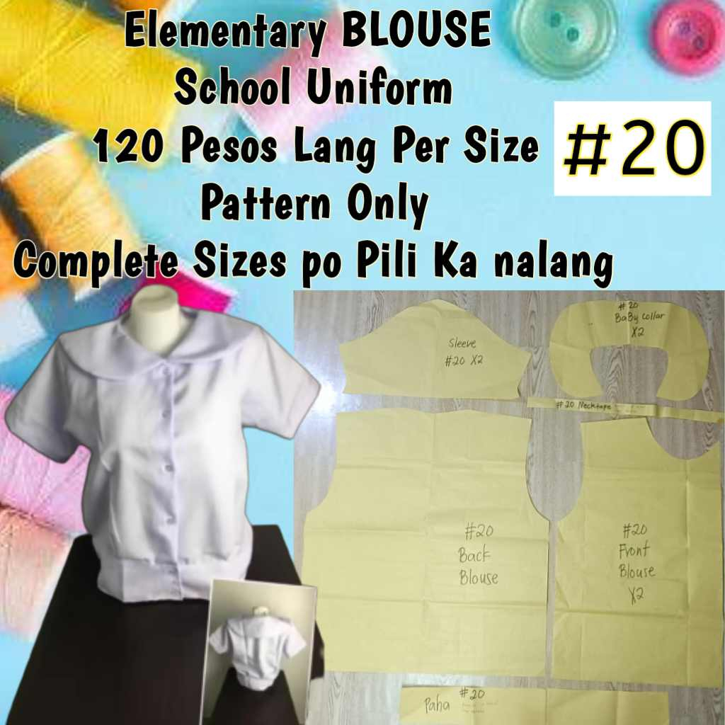 Elementary School Uniform Blouse PATTERN Only mura lang ito Promo Tayo ...