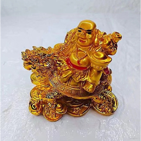 Fengshui Lucky Charms Laughing Buddha Money Buddha sitting on dragon ...