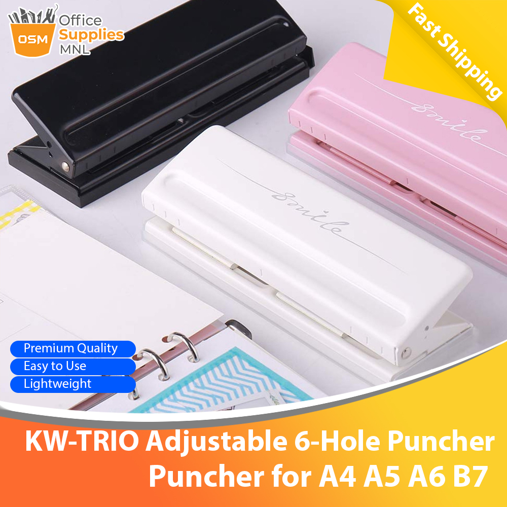 KWTRIO Adjustable 6Hole Desktop Punch Puncher for A4 A5 A6 B7 Daily