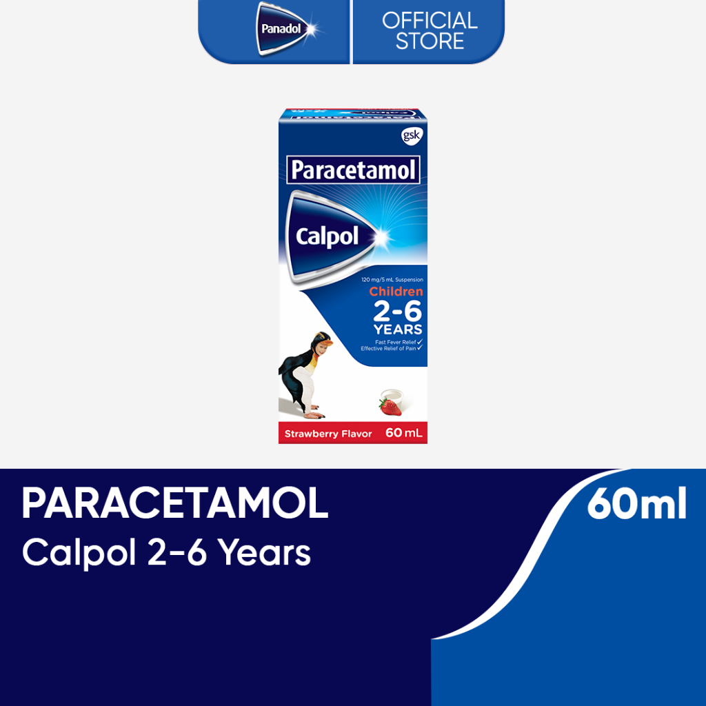 Calpol Strawberry Flavor (26 Years Old) Suspension 60ml Paracetamol