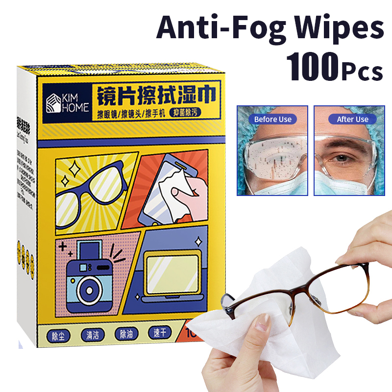 100pcs Disposable Eyeglasses Lens Cleaning Cloth Anti Fog Wet Wipe Glasses Tissue Screen Remove