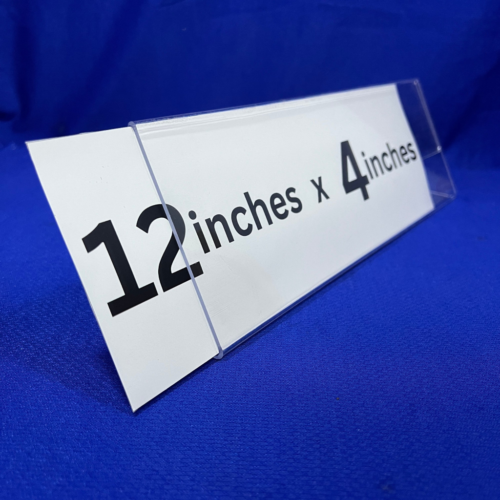 Clear Acrylic 12x4 Slant Style Table Sign Holder Landscape – One-Sided ...
