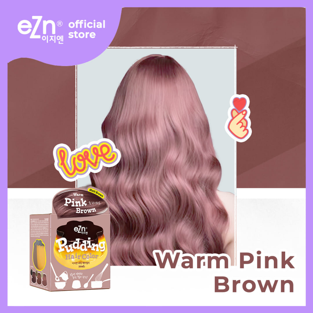 eZn Pudding Hair Color Warm Pink Brown (70ml) Self Hair Dye DIY Kit